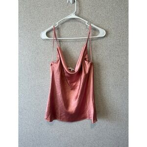 Endless Rose Pink Cowl Neck Camisole Top Adjustable Straps Womens Medium